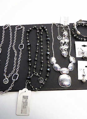 叠戴捶打纹耳环项链镀金珠珠女