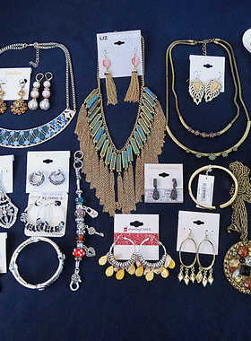 浮雕宝石手镯镀金银色复古女