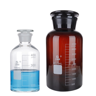 玻璃试剂瓶白色棕色小口大口磨砂口瓶医药分装加厚带盖化学实验仪器容量30 60 250 500 1000 2500mL5-20L