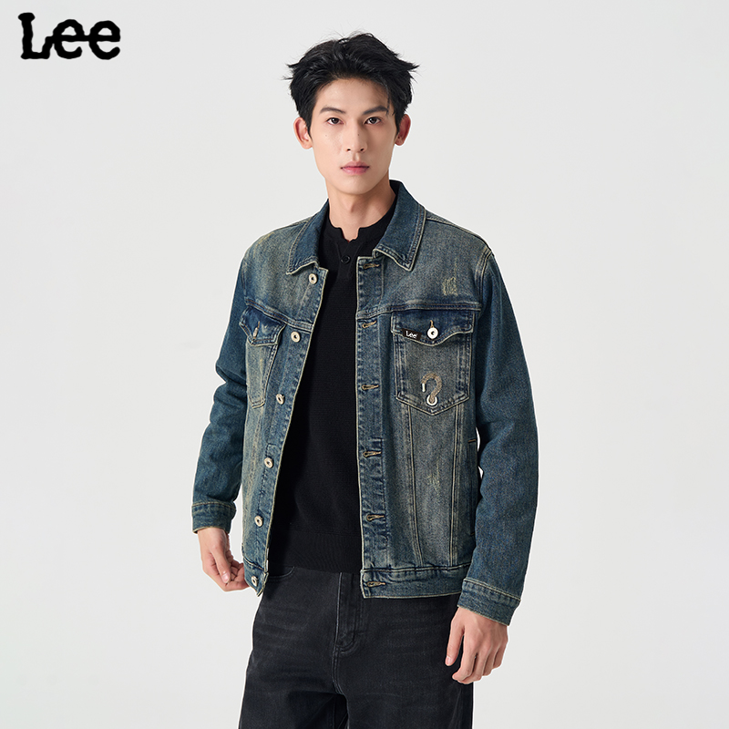 Lee高端牛仔外套男2025秋季新款美式复古风潮流水洗工装休闲夹克