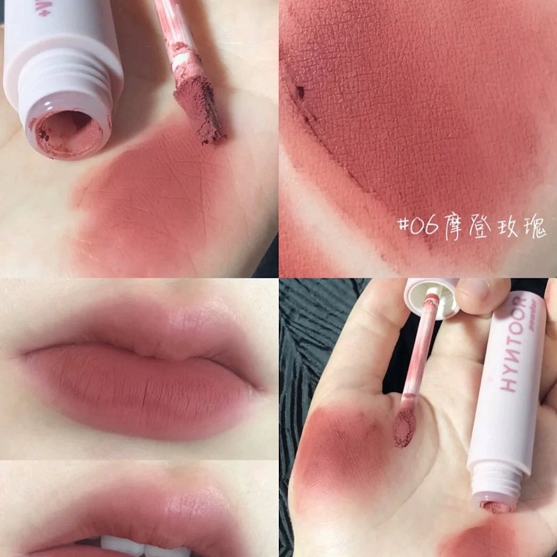 hyntoor黑兔马卡龙唇泥口红唇釉女丝绒雾面哑光唇颊学生显白平价