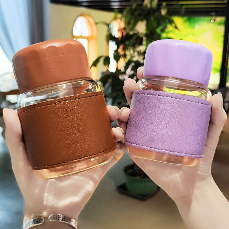 迷你玻璃杯便携泡牛奶豆浆早餐杯耐高温小容量水杯子可微波炉加热