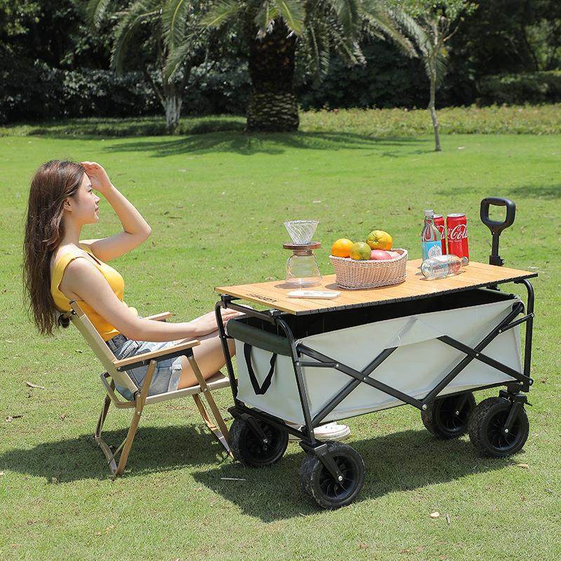 户外野营推车四轮手推车小推车折叠购物车取快递拉杆车露营车网红