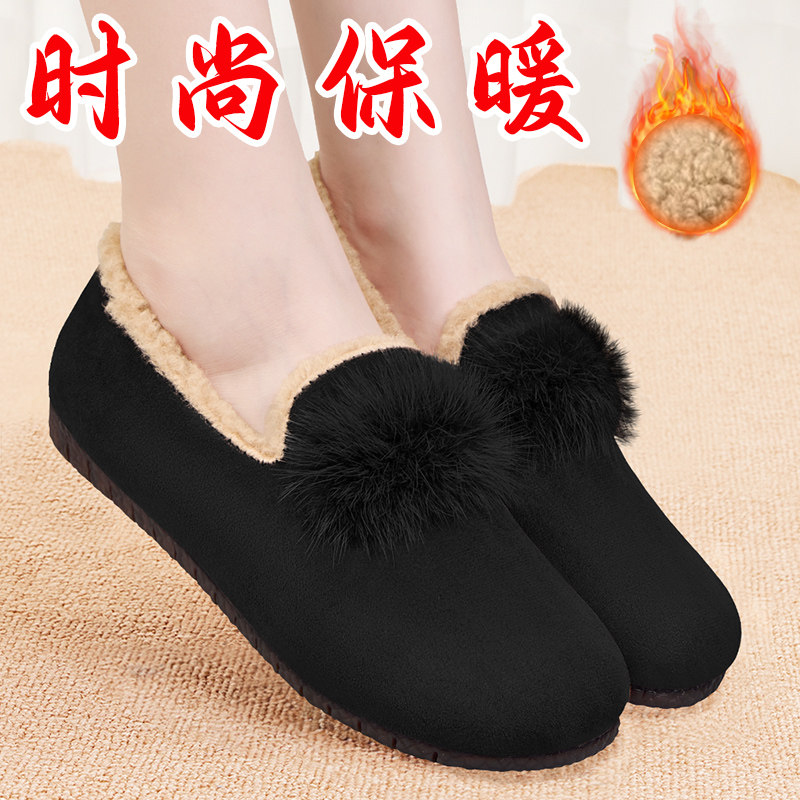 老北京布鞋女冬加绒2025新款棉鞋一脚蹬防滑豆豆鞋保暖百搭毛毛鞋,女鞋,传统布鞋,淘宝优惠券,粉丝福利购,淘宝优惠卷