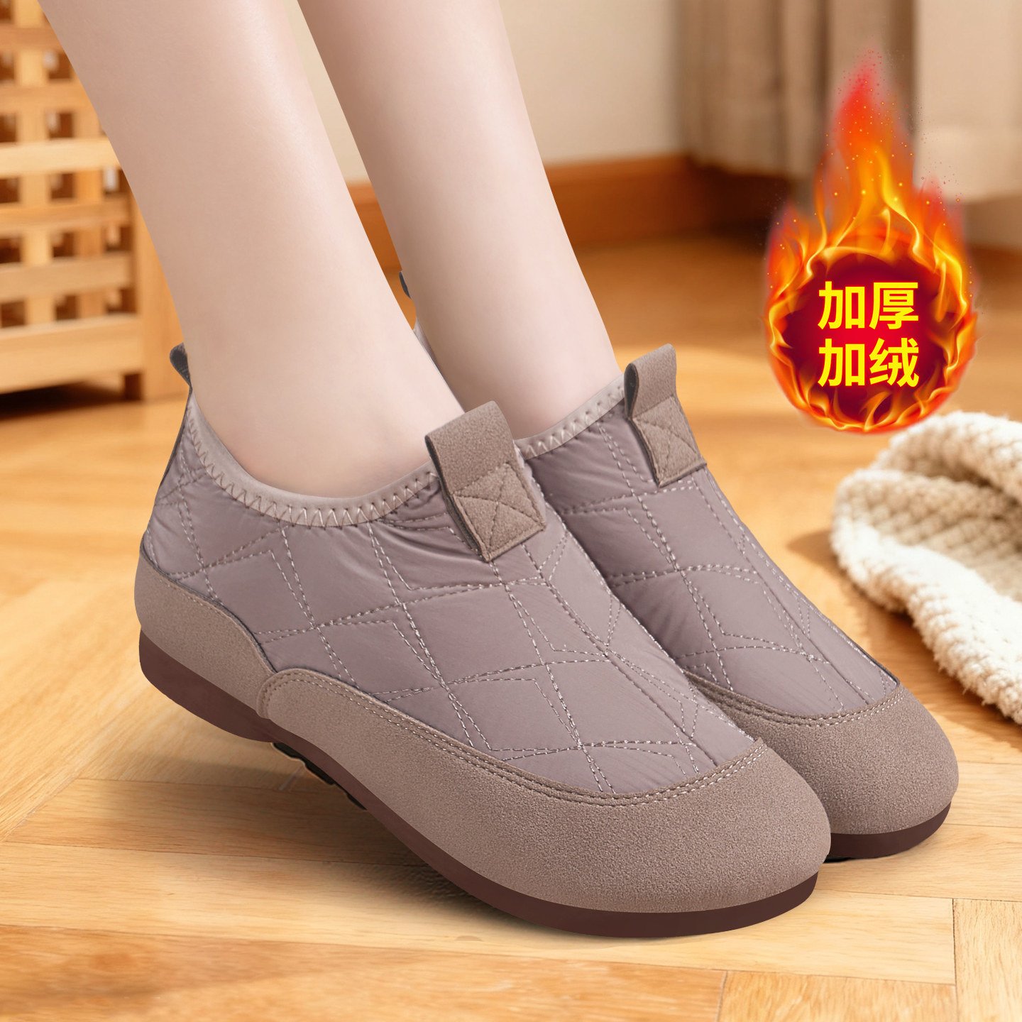 老北京棉鞋女运动冬季加绒加厚