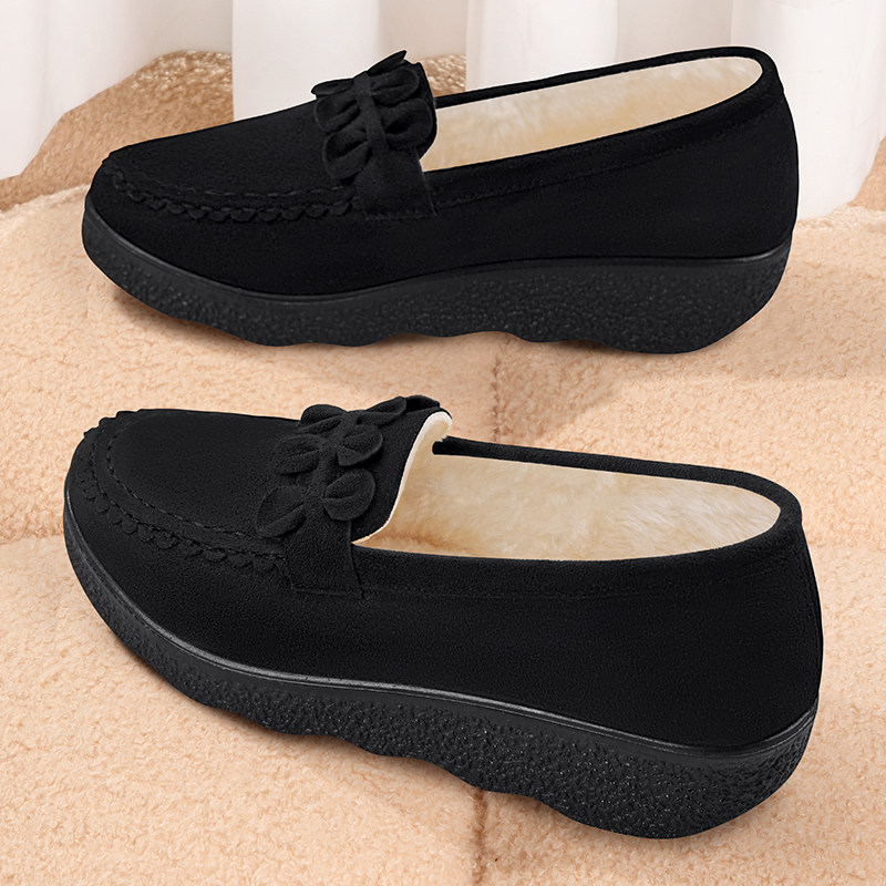 老北京棉鞋女冬加绒加厚保暖黑色豆豆鞋职业一脚蹬妈妈鞋工作布鞋,女鞋,传统布鞋,淘宝优惠券,粉丝福利购,淘宝优惠卷