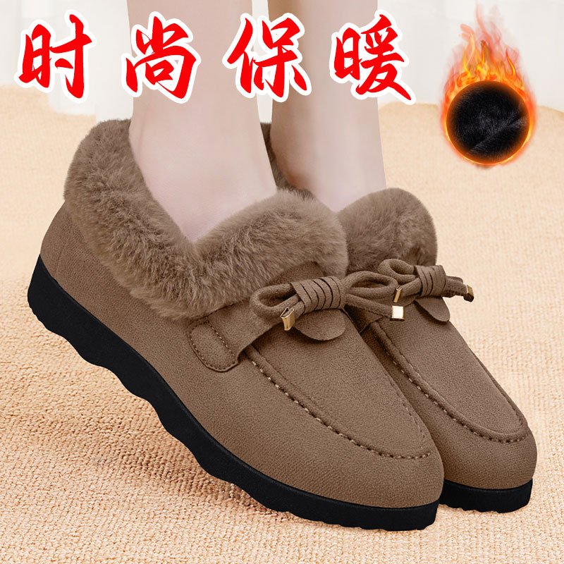 豆豆鞋女加绒加厚休闲防寒