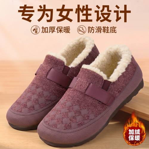 老北京女加绒保暖防滑软底棉鞋