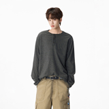 原创现货A412-FM2517-特P45-羊毛混纺亨利领打底长袖，男装T恤，电商A412