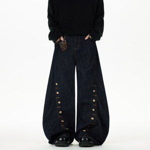 现货A412-DM538-特P53-限价98-解构排扣弯刀廓形牛仔裤，男装牛仔裤，电商A412