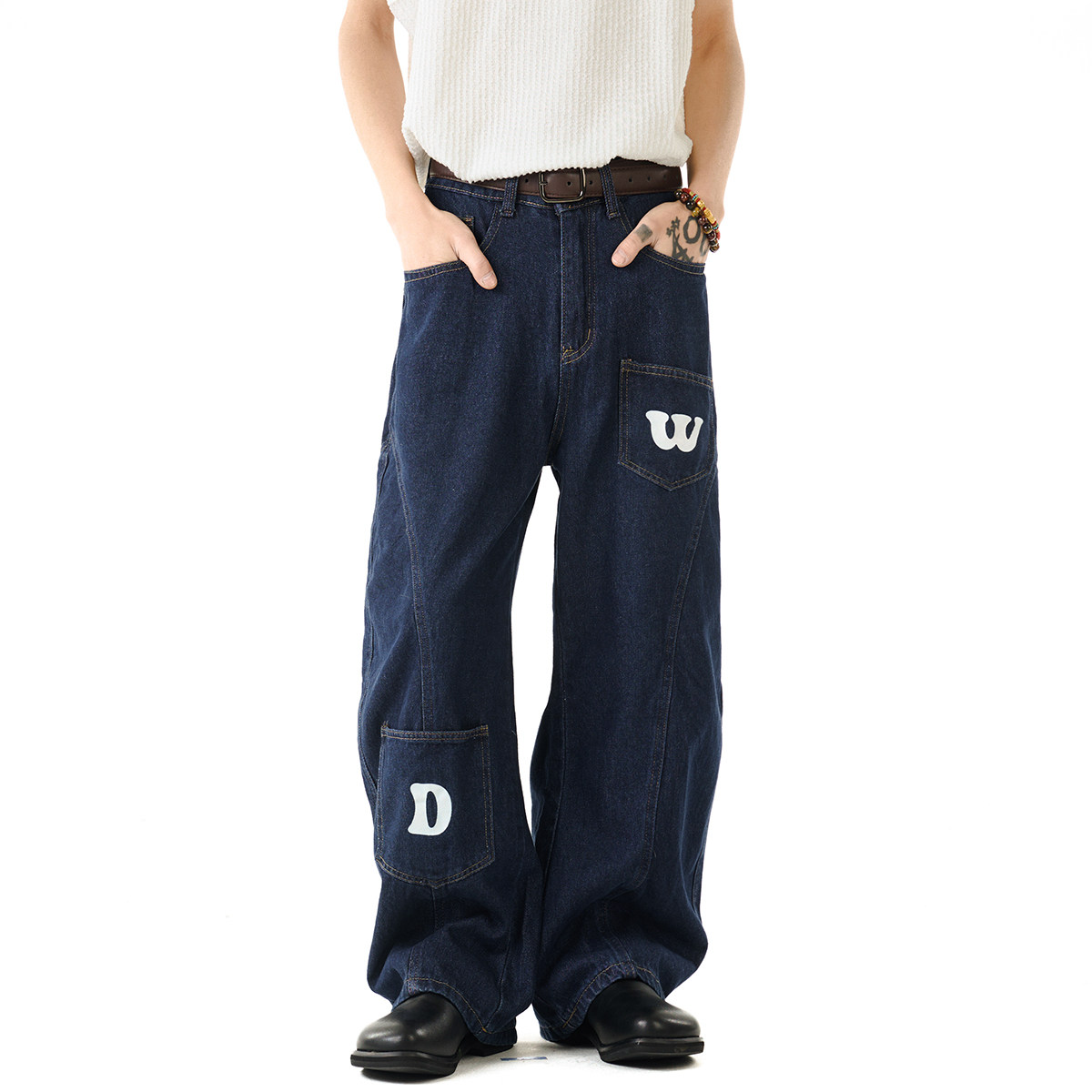 现货-A412-DM325-P58-限78-弯刀廓形原牛阔腿牛仔裤,男装牛仔裤,电商A412