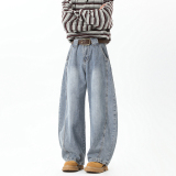 现货5000+DM614-P68-限88-baggy川川也弯刀解构闪电纹阔腿牛仔裤，男装牛仔裤，电商A412