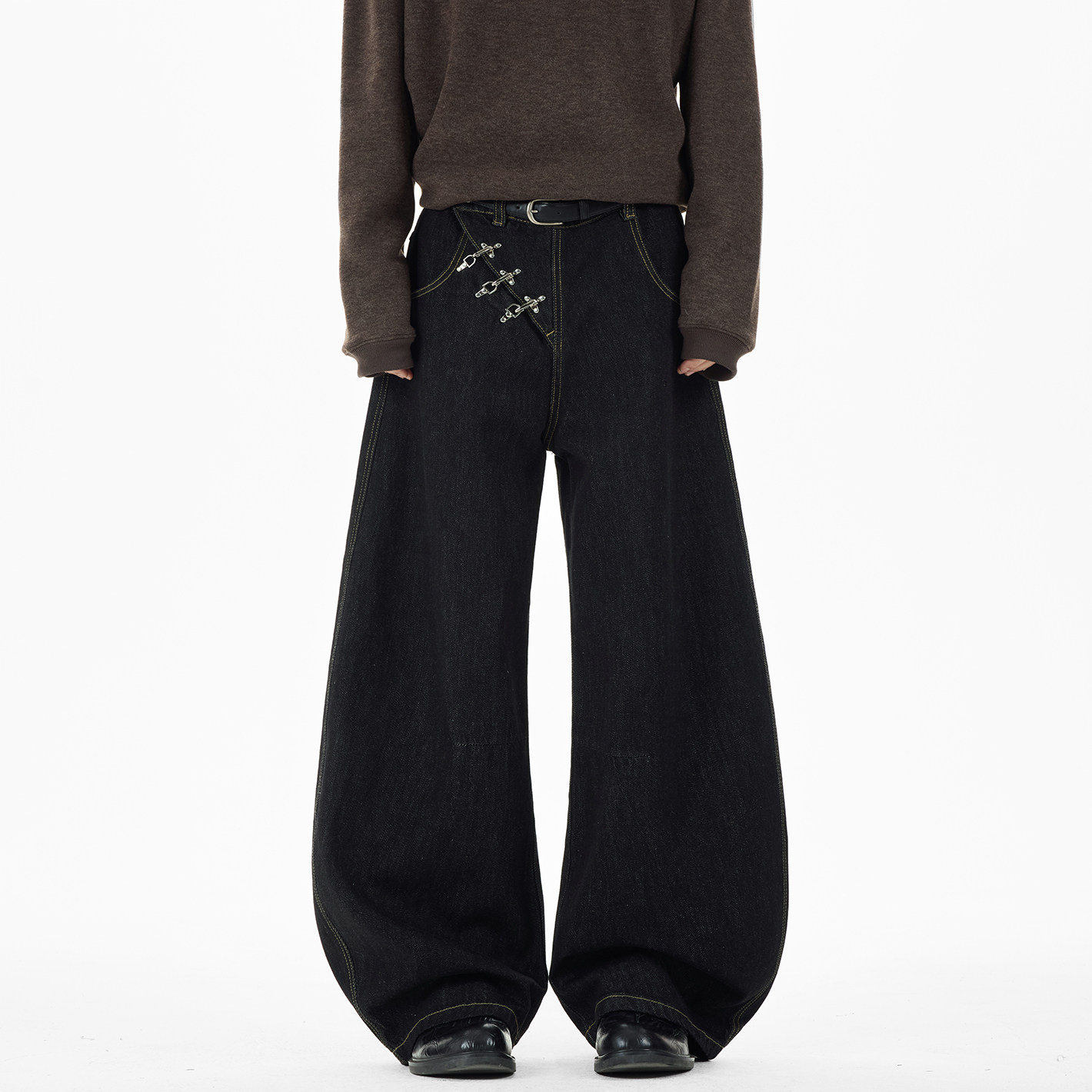 现货A412-DM547-特P48-限价88-斜门禁飞机扣弯刀廓形牛仔裤，男装牛仔裤，电商A412