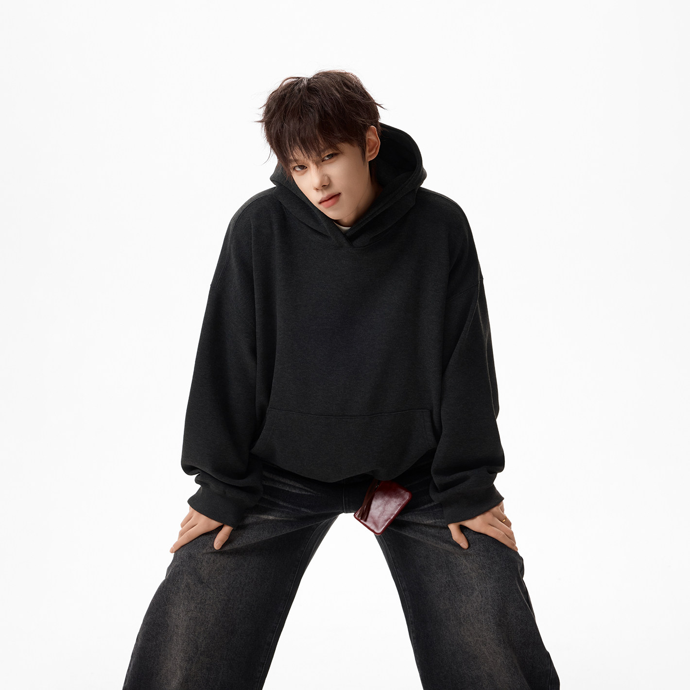 原创现货A412-FM803-特P60-超高质量450g加绒加厚水墨黑套头卫衣，男装卫衣，电商A412