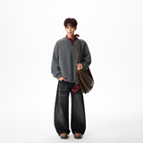 原创现货A412-FM801-特P55-超高质量400g加绒加厚格雷灰圆领卫衣，男装卫衣，电商A412