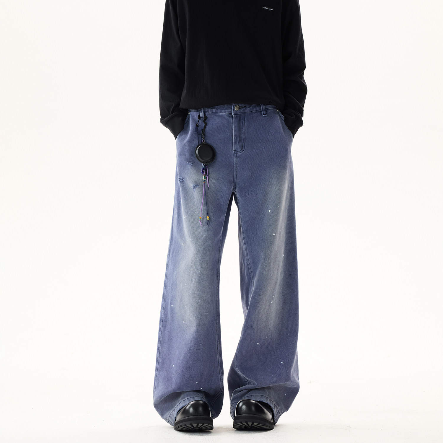 现货A412-DM450-特P50-限价88-法工蓝泼墨割破牛仔裤,男装牛仔裤,电商A412