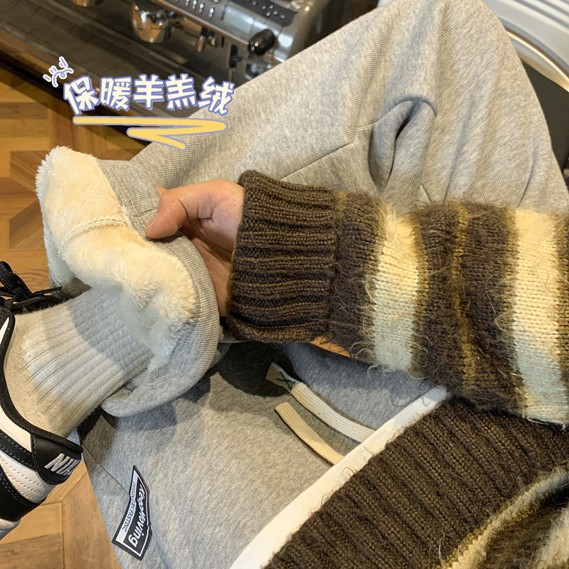 现货直播品质A412-DM47-P53限价78宽松直筒加绒加厚卫裤,男装休闲裤,电商A412