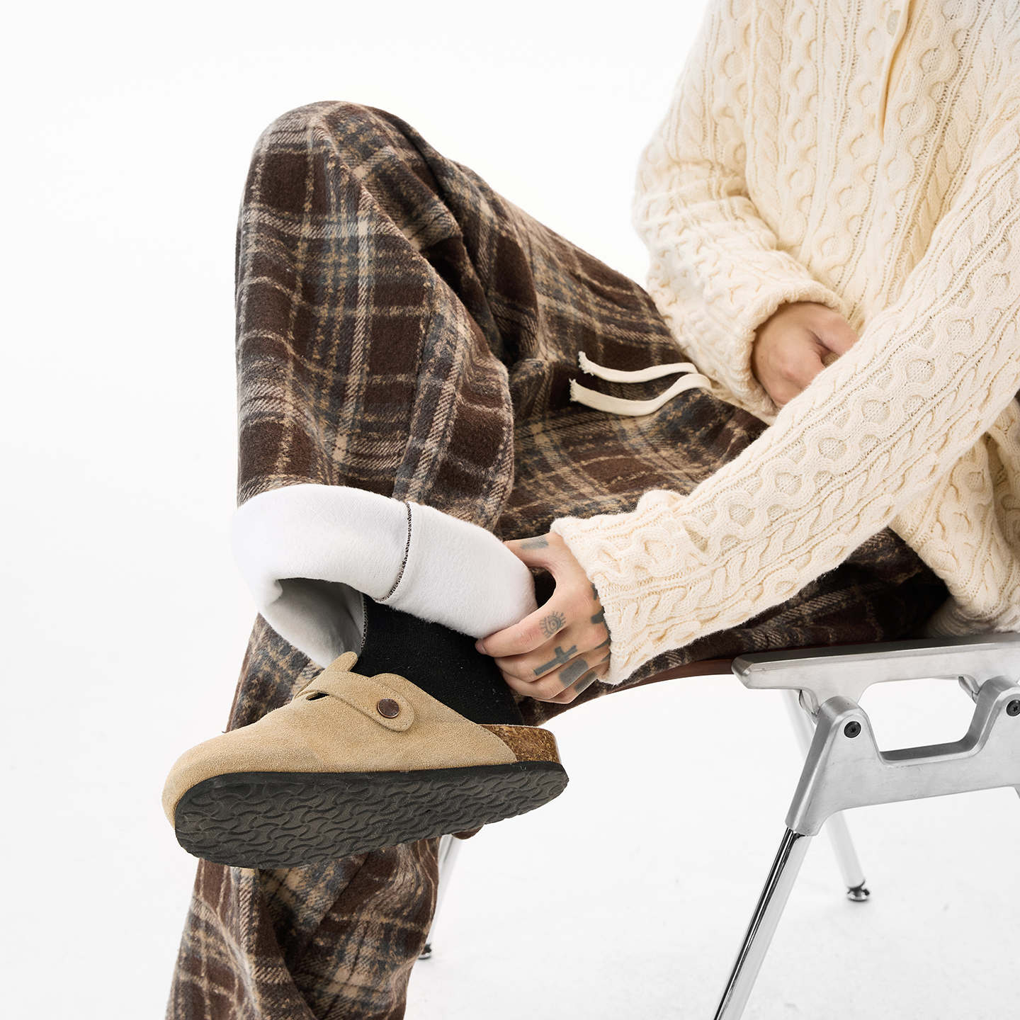 现货A412-DM524-特P48-限价88-加绒加厚格子直筒休闲裤，男装卫衣，电商A412