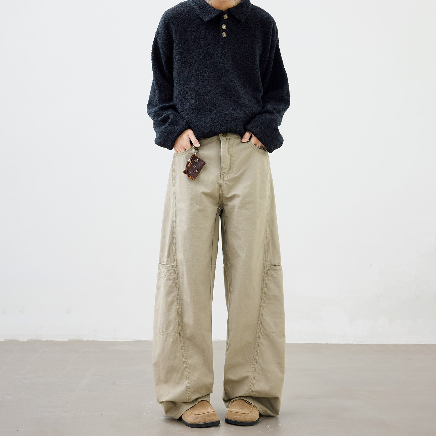 现货A412-DM435-特P52-限价88-川川也多口袋裁剪解构休闲裤100棉,男装休闲裤,电商A412