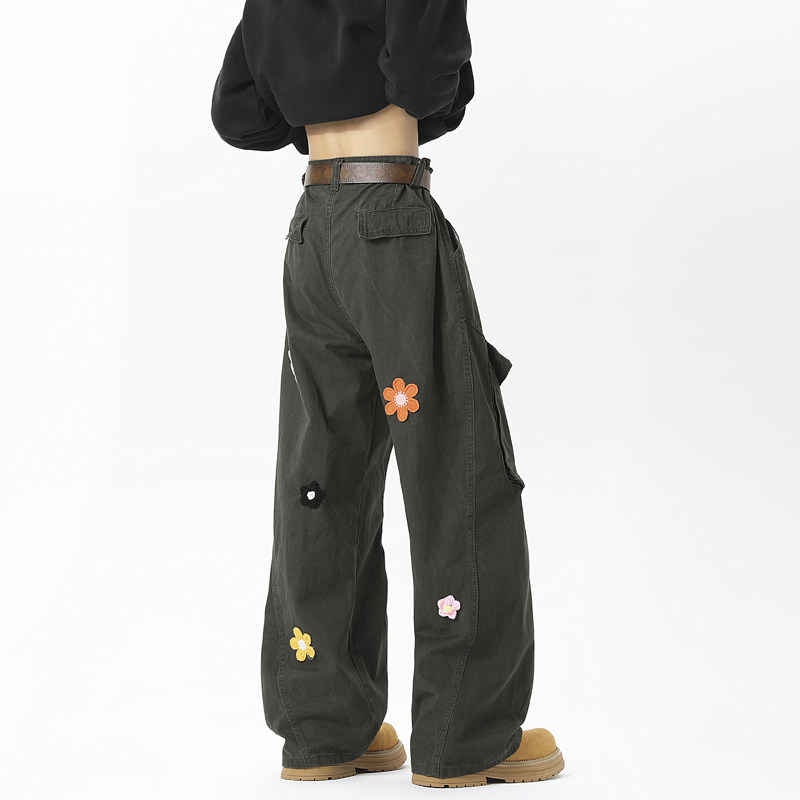 现货-A412-DM259-P85-限价118-洗褪面料廓形松花刺绣工装伞兵裤,男装休闲裤,电商A412