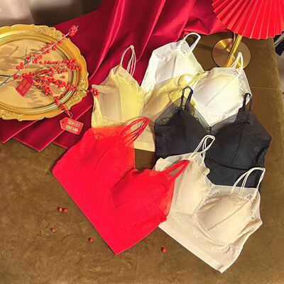 Miss zzy旗舰款蕾丝美背无钢圈薄款聚拢冰丝无痕透气一体式吊带背