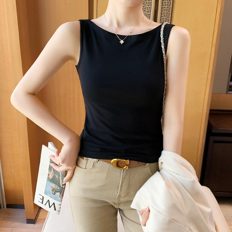 丰勤优选一字领气质背心2026新款夏季修身无袖背心外穿打底上女款