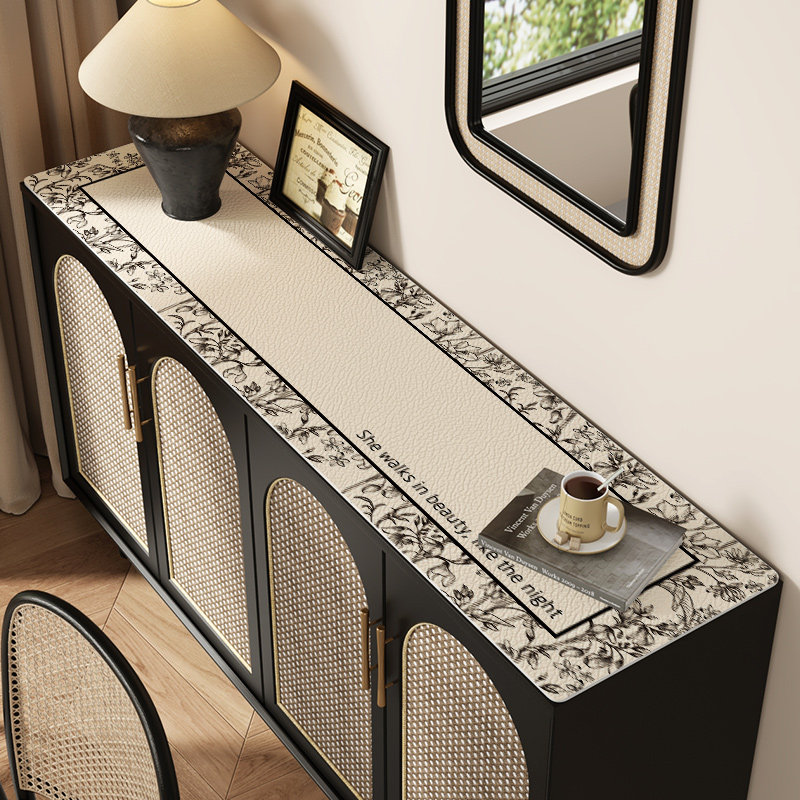 美式电视柜桌垫餐边柜硅藻泥吸水长条桌布遮丑盖布入户鞋柜台面垫