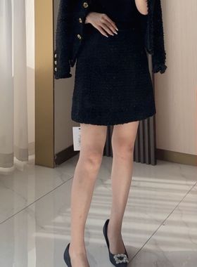 MSSY美舒尚衣女装半身裙短裙百搭黑色秋冬小香风83028半裙