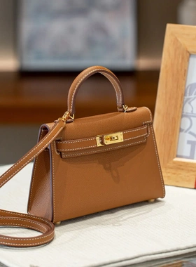 二代ep手掌纹牛皮凯利包19寸真皮手提小包包女mini单肩斜挎包