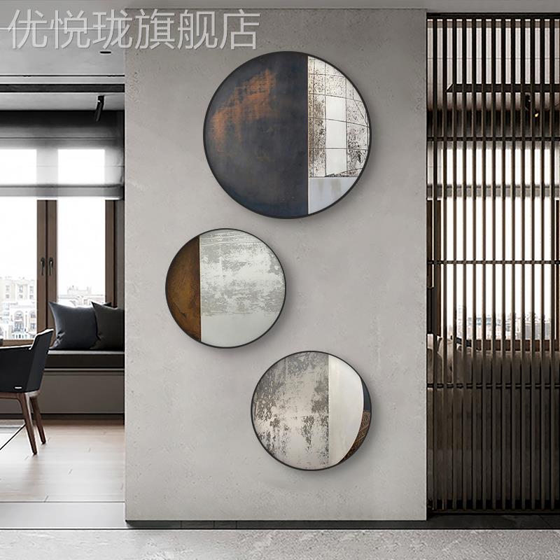 网红现代简约客壁画玄餐关新装饰酒画中式厅饭厅圆形厅挂画轻奢店图片