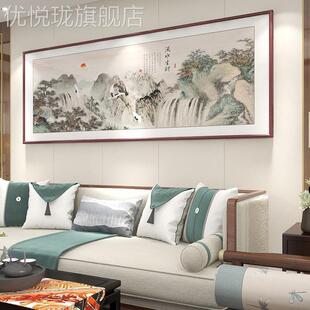 网红新画中式客气厅装饰画沙发景墨墙壁山水大高档国画办背公室挂