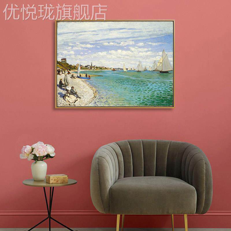 网红莫奈装饰画客厅画船赛卧室厅餐玄关沙发背景墙挂印风象派帆景