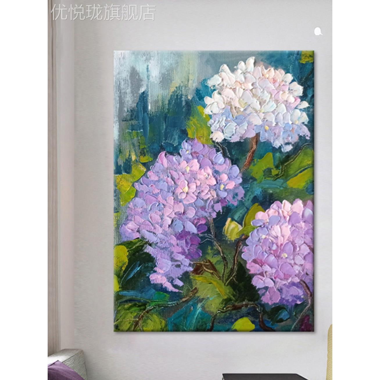 网红现代美式装饰画客厅球花肌理手油绘画壁画花卉玄关刀画抽绣象图片