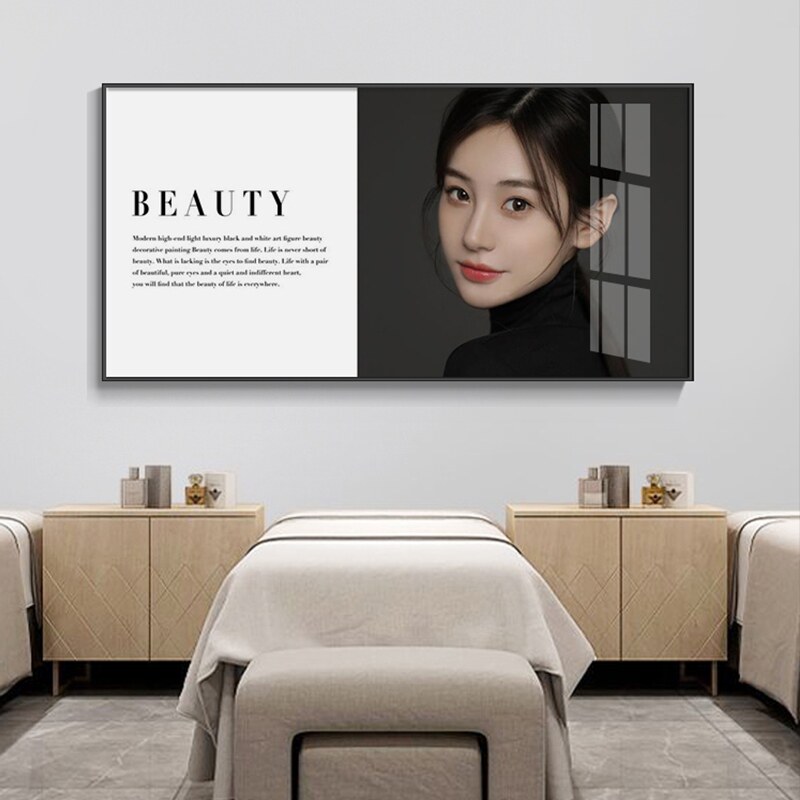 美容院背景墙装饰画养生馆高端医美挂画壁画大气人物宣传海报网红