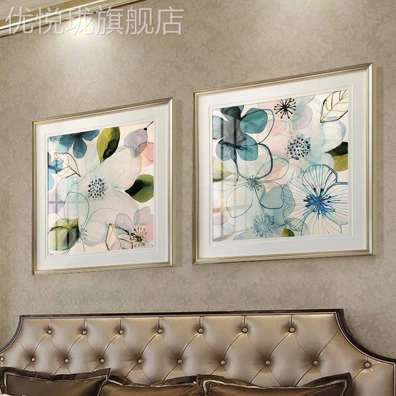 网红简约抽美式象画水画彩画餐厅画卧室床头轻奢壁画简美装饰画沙图片