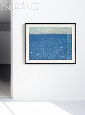 网红蓝色简大海风景装饰画文餐厅挂画约艺北欧极简客厅玄关壁挂画