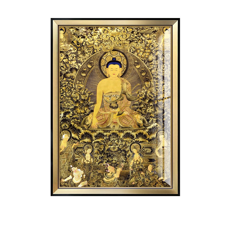 大日如来画像客厅装饰画释迦牟尼佛中堂唐卡佛像挂画玄关菩萨网红