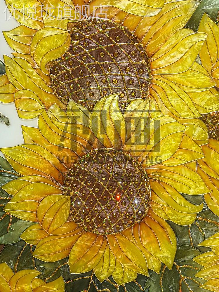 网红掐丝珐琅彩装饰现代轻奢客厅沙画发背墙壁画景植物绿植挂画向图片