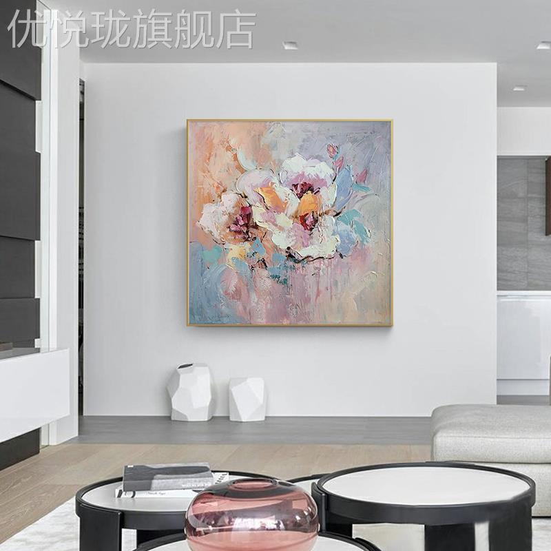 网红画餐厅装饰象花卉纯手抽绘油画肌理画玄关客厅挂画电表箱卧室图片