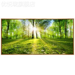 网红客现代森林树木风景画厅装饰画花草阳光小路室清新挂画餐厅卧