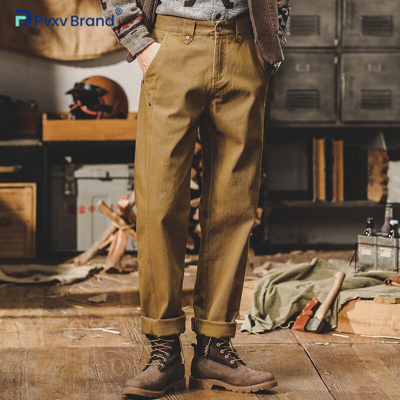 美式重磅简约工装裤子男秋季2026年新款英伦复古男士休闲裤直筒裤