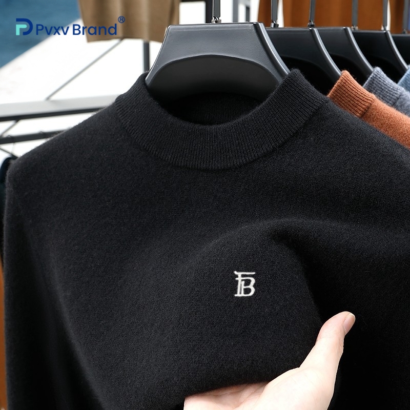 2025冬季新款纯羊毛衫男士半高领
