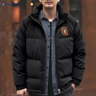 羽绒服男款冬季时尚休闲黑色潮牌宽松加厚保暖面包服男士工装外套