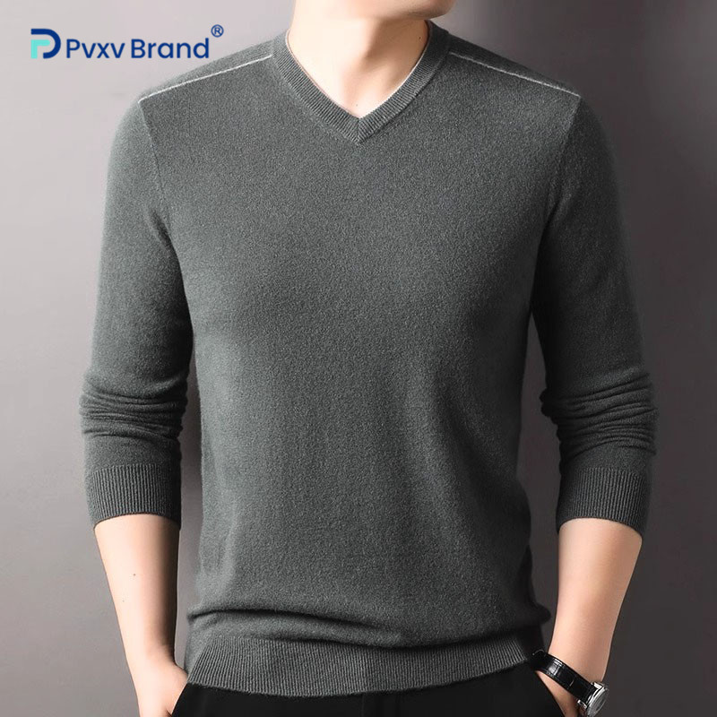 羊绒衫男100纯羊绒秋冬季v领