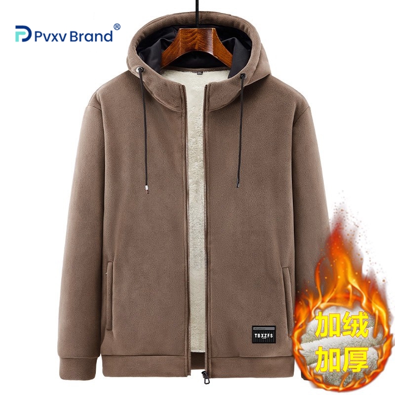 男仿羊羔绒外套2025新款连帽宽松