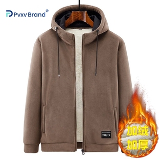 男士 连帽宽松拼色设计软糯保暖街头夹克上衣 仿羊羔绒外套2025新款