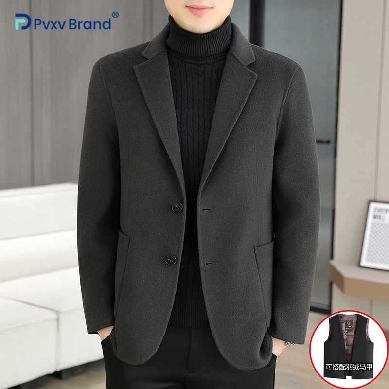 毛呢外套男新款秋冬加厚抗风修身不臃肿商务通勤质感垂顺西服夹克