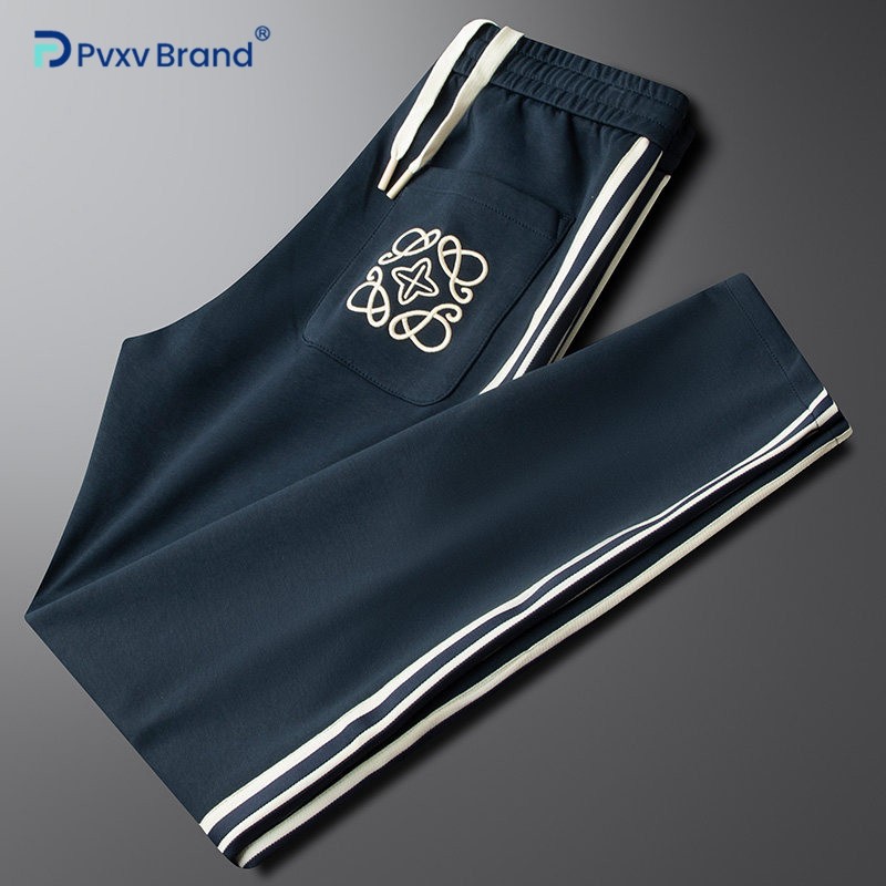 轻奢高档2026秋冬新款休闲运动裤男修身直筒撞色条纹织带百搭卫裤