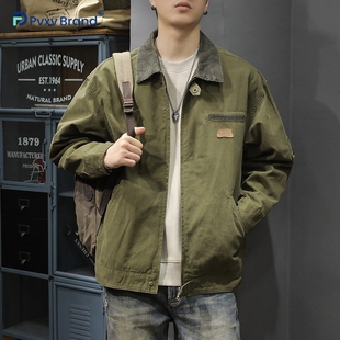 2026新款军绿色复古工装夹克男春季重磅宽松美式硬汉猎装外套男款