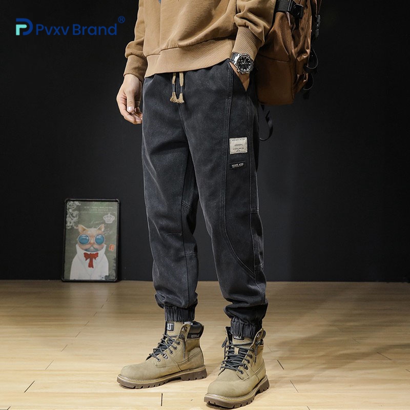 秋冬新款束脚工装牛仔裤男宽松